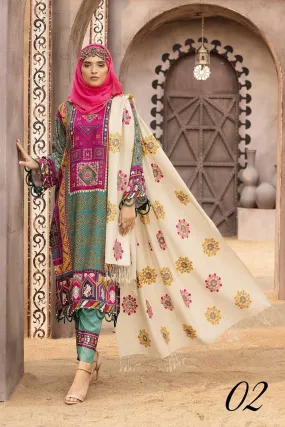 02 Gul e Zarki Cotton Satin Printed Collection Vol 3