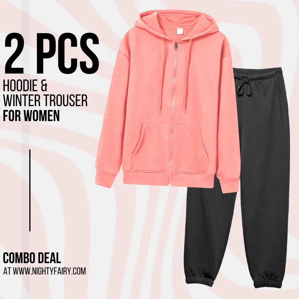 2 Pcs Premium Zipper Hoodie & Trouser Combo (1064)