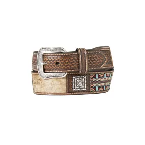 3D Belt Men's Aztec Inlay Calf Hair Belt