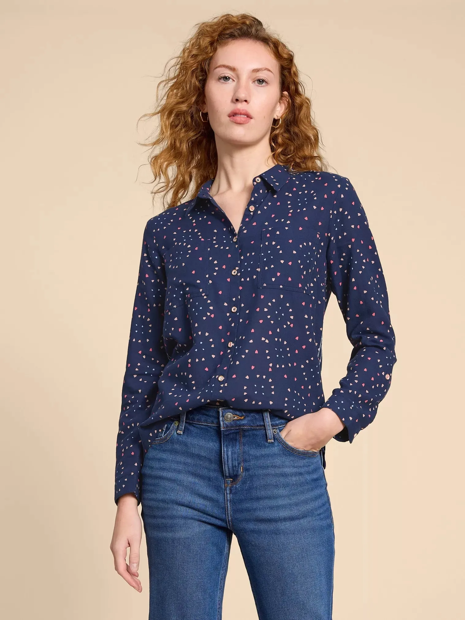 440435 Sophie Navy Organic Cotton Shirt