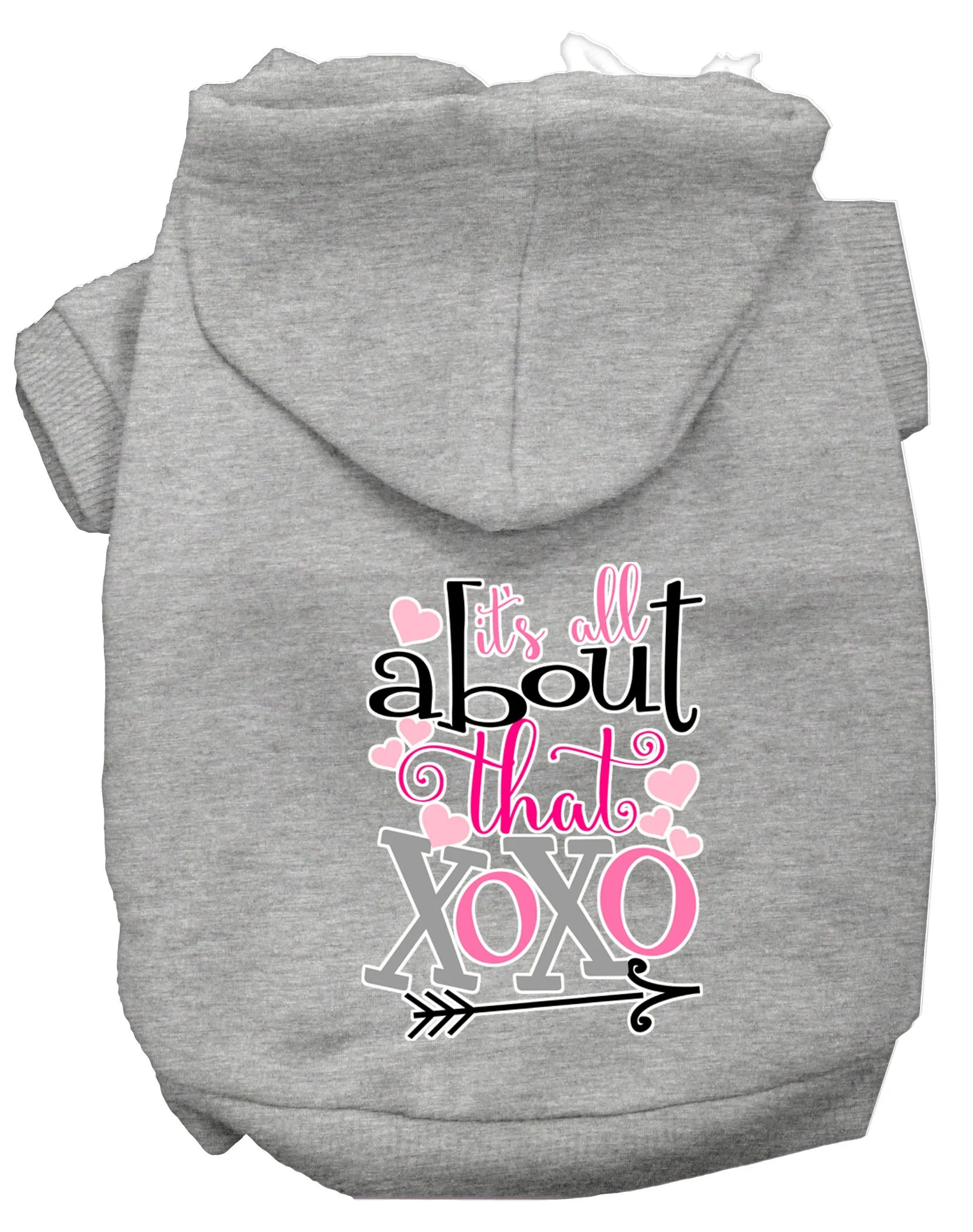 All About That Xoxo Screen Print Dog Hoodie Grey Xxxl