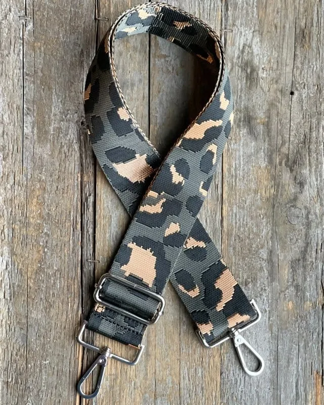 Bag Strap - Dark grey Leopard Print