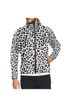 Black and White Leopard Print All Over Print Windbreaker for Men