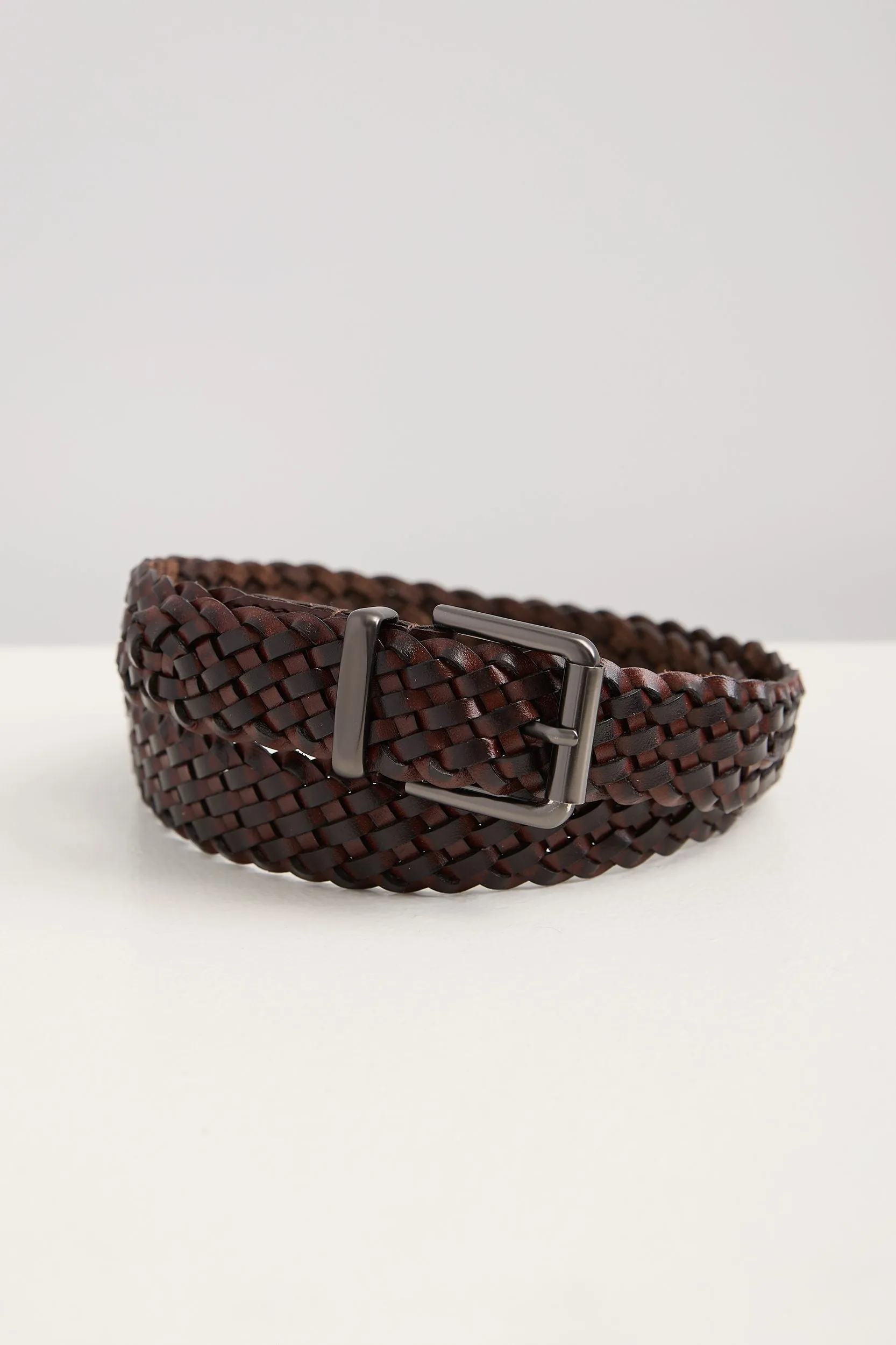 Braided leather belt