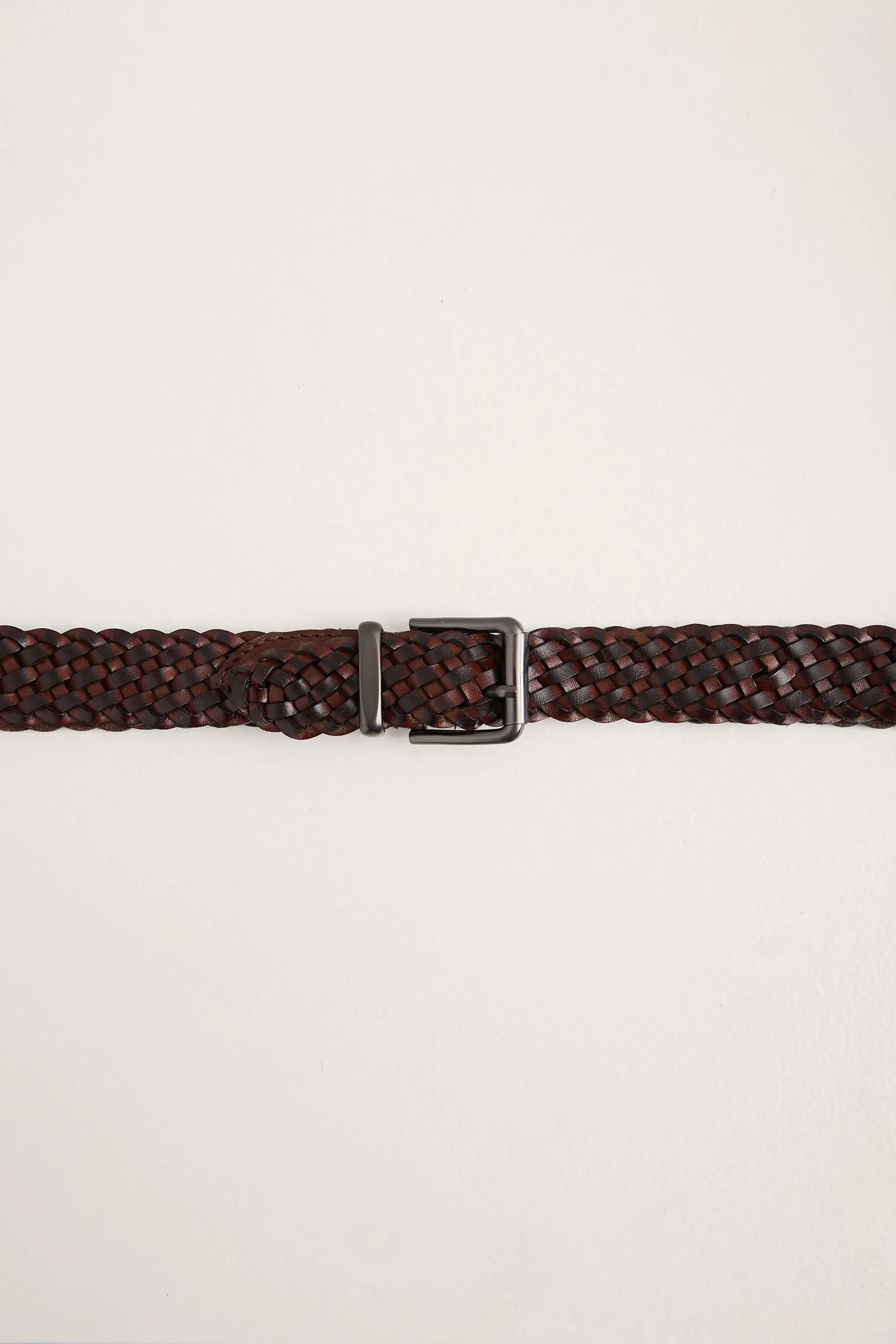 Braided leather belt