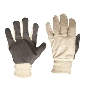 Cotton Drill Vinyl Palm Gloves Large - 12 Pairs