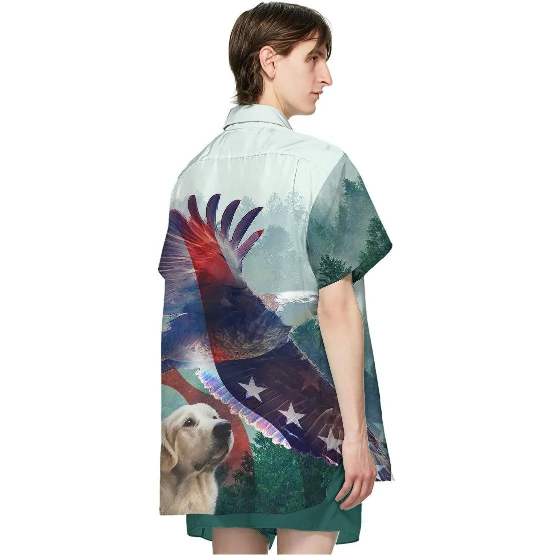 Gearhuman 3D American Eagle And Dog Hawaii Shirt