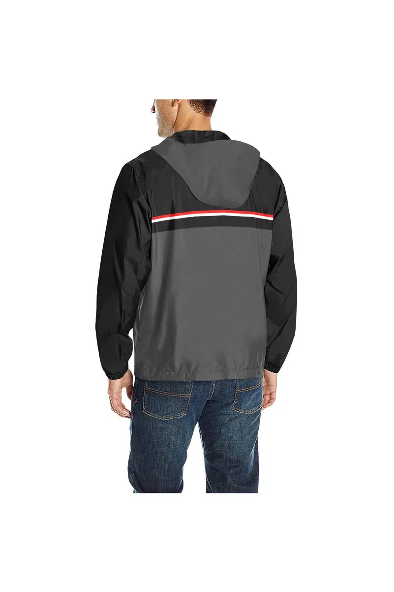 Gray & Black Quilted Windbreaker for Men