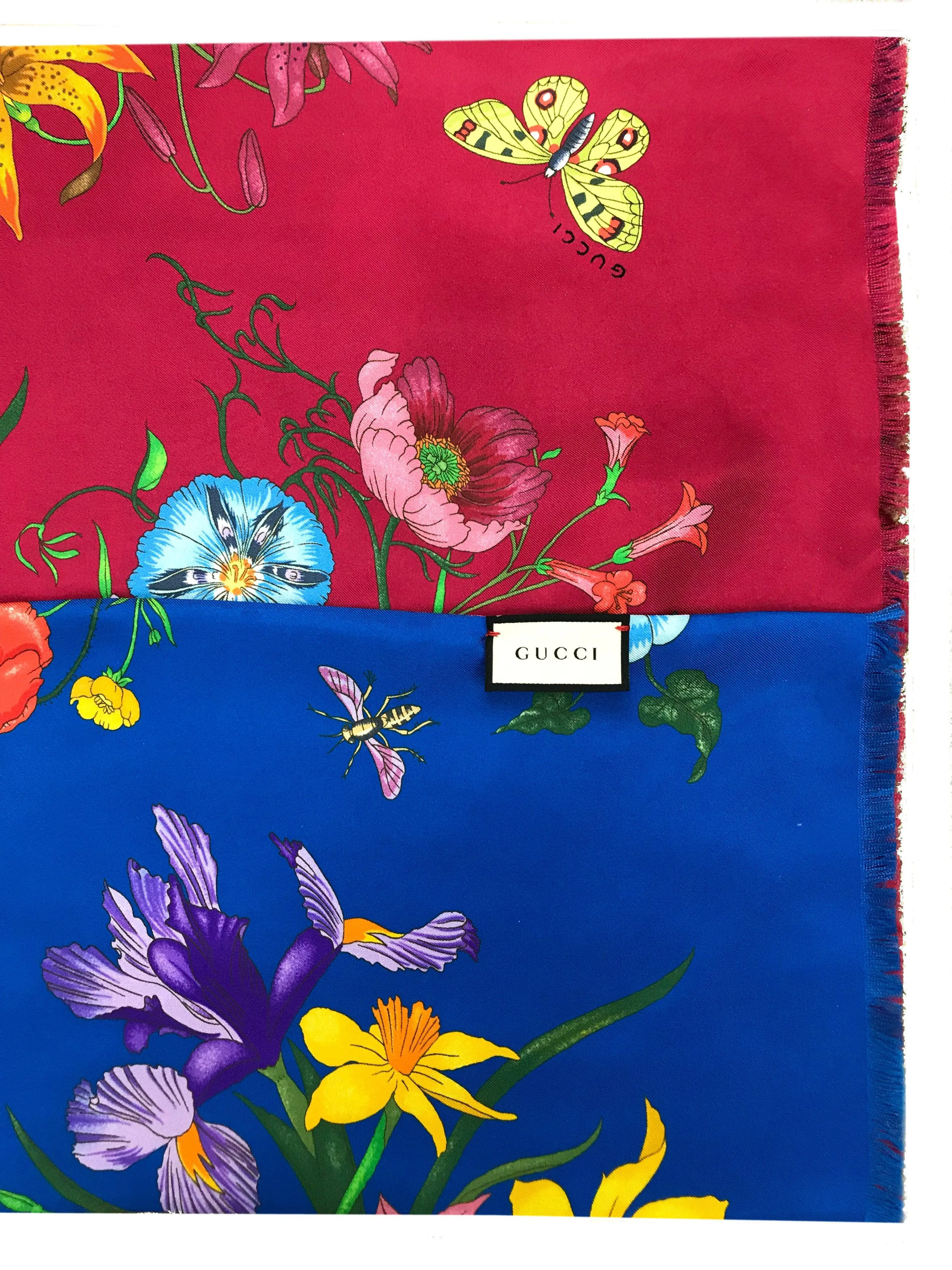 Gucci Flora Floral Reversible Silk Scarf