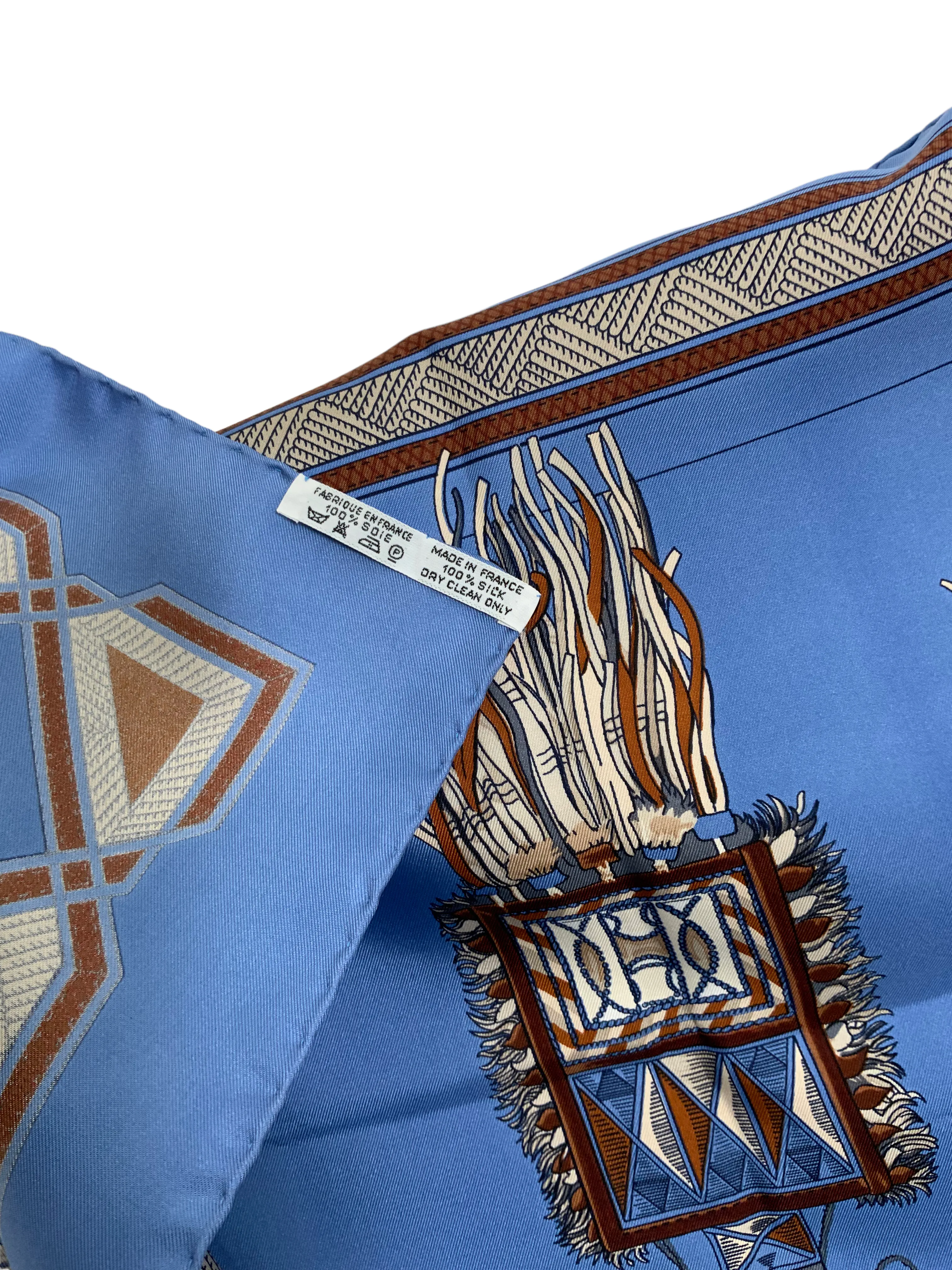 HERMES Cuirs du Desert Silk Scarf 90