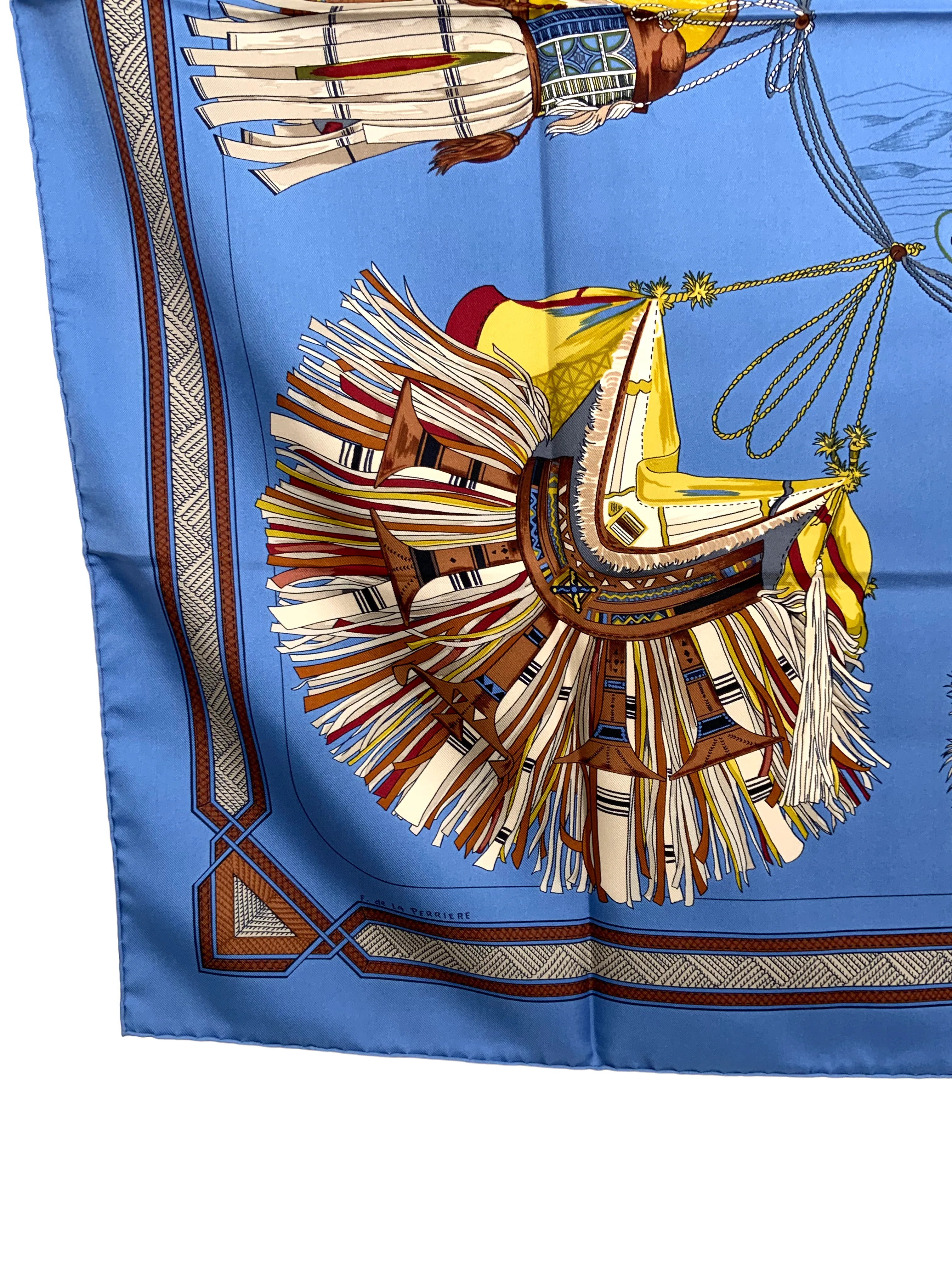 HERMES Cuirs du Desert Silk Scarf 90