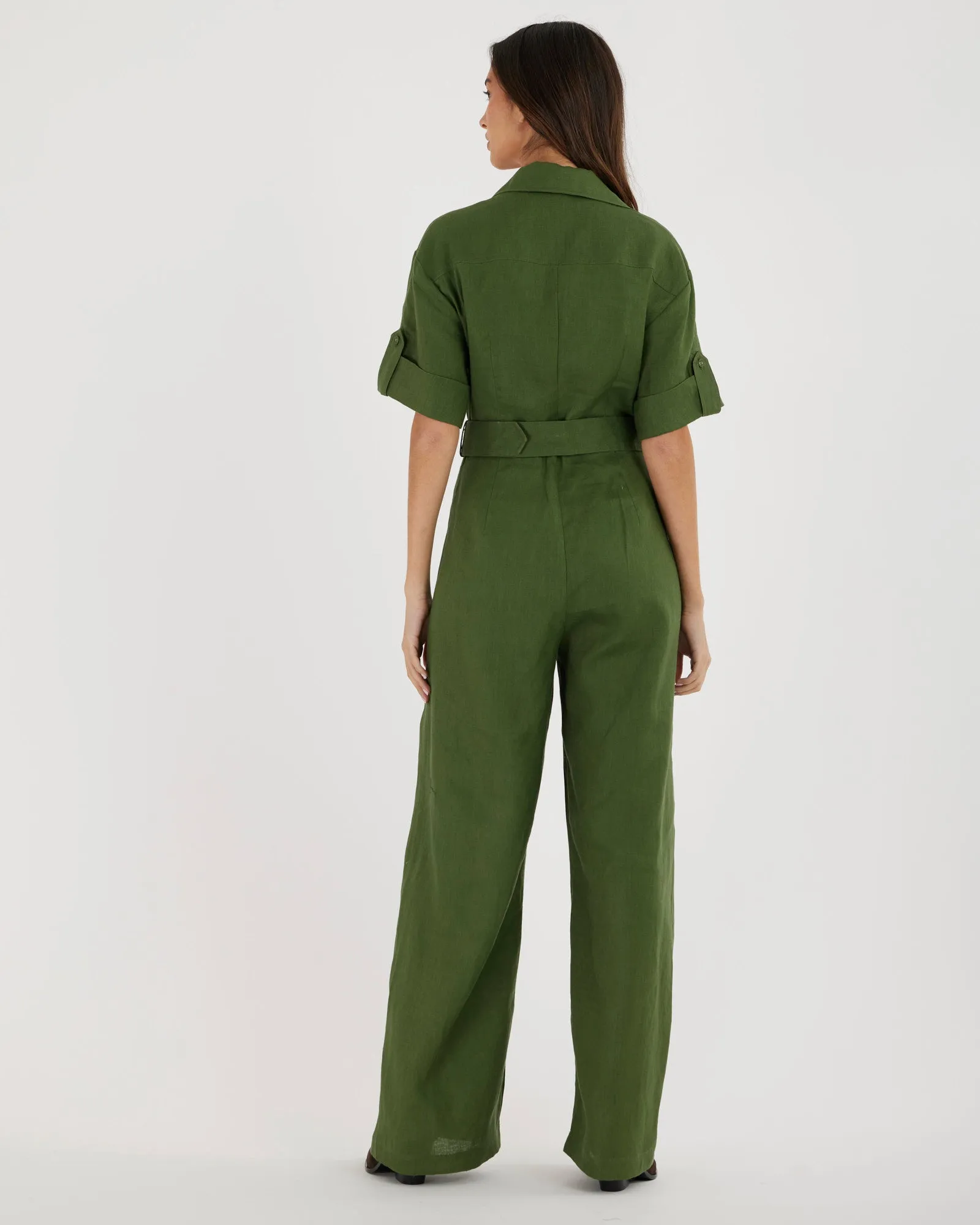 Lauren Linen Jumpsuit - Verdant