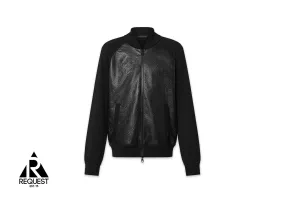 Louis Vuitton Leather and Knitted Wool Blouson Sweater Black