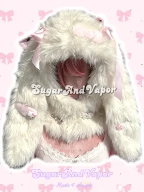 Luxury Furry Bunny One-piece Hat Scarf