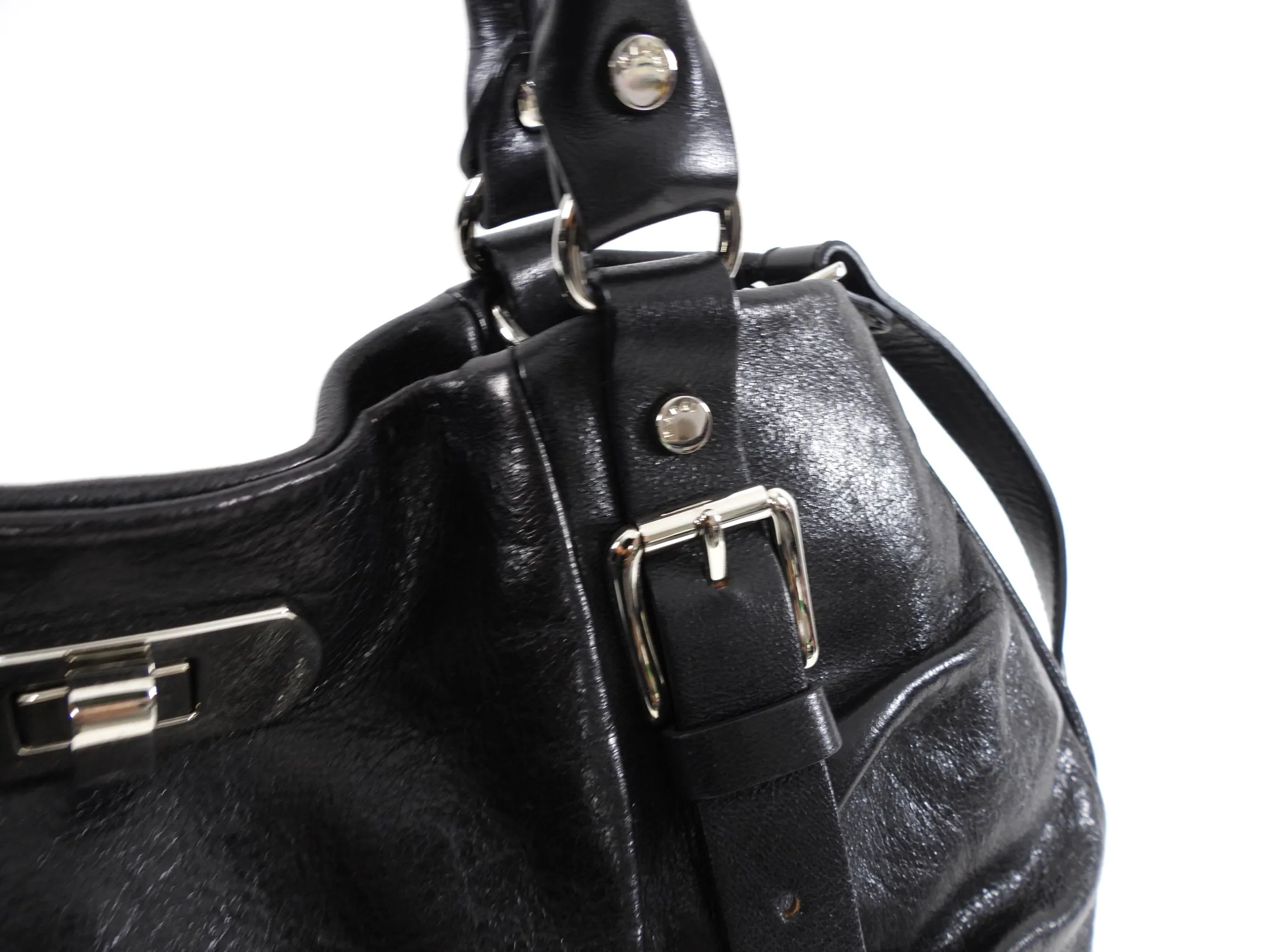 Marni Black Leather Two-Way Hobo Bag