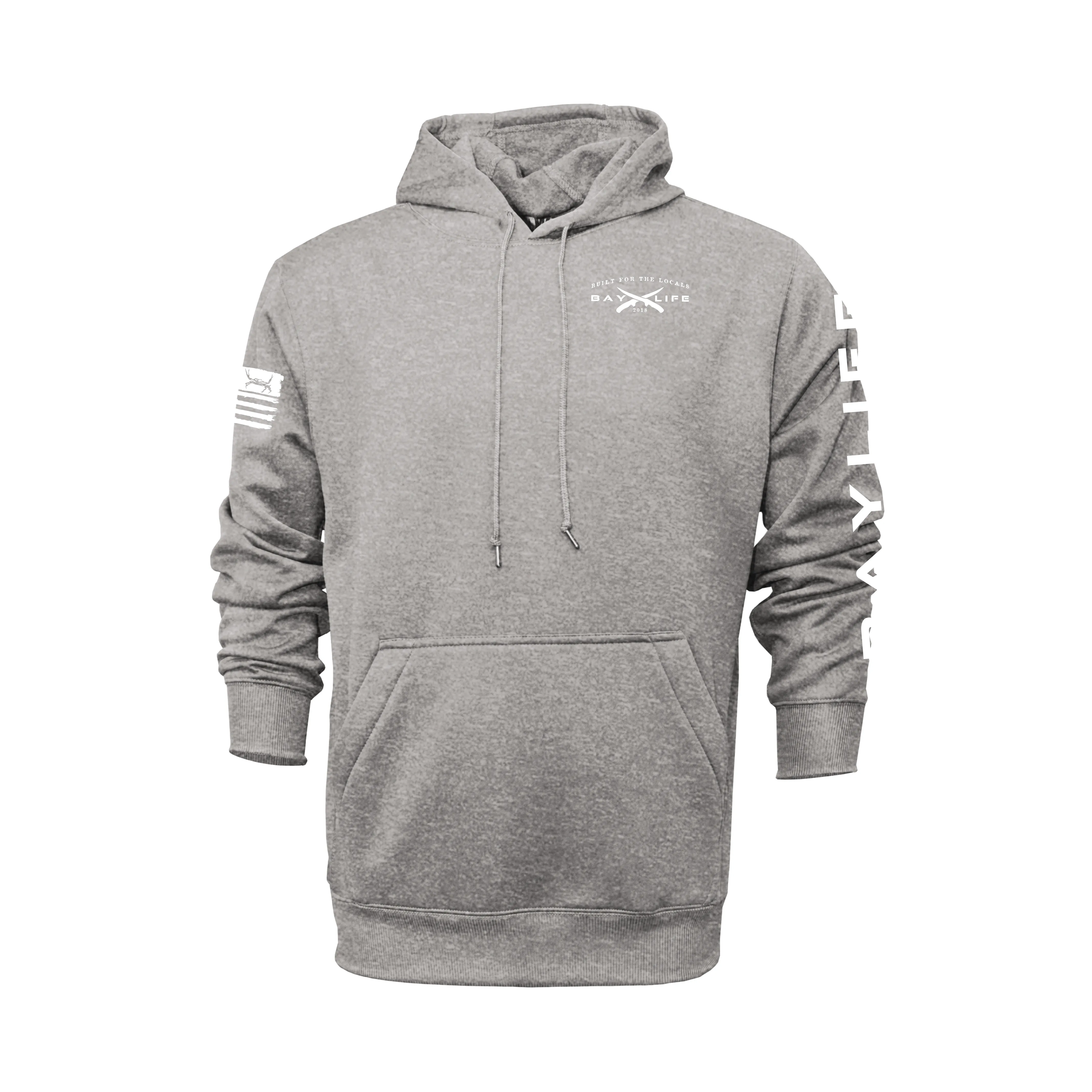 Maryland Rockfish | Performance Fleece Hoodie | Heather Grey