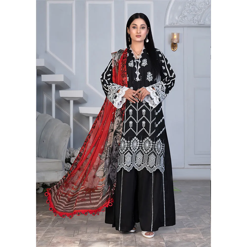 Noor Jahan Mushk Printed Lawn Chikenkari Embroidered Unstitched 3Pcs Suit