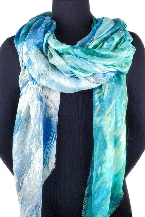 Oversized Rectangular Italian Cashmere Blend Scarf - Georgian Bay Blues, Canada