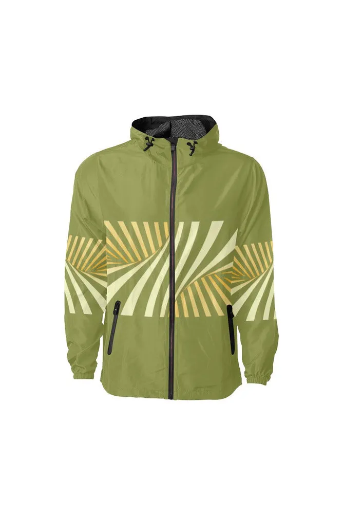 Pepper Stem Green & Aspen Gold Illusion All Over Print Windbreaker for Men (Model H23)