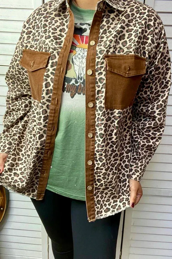 Very Light Weight Vintage Leopard Denim Shacket